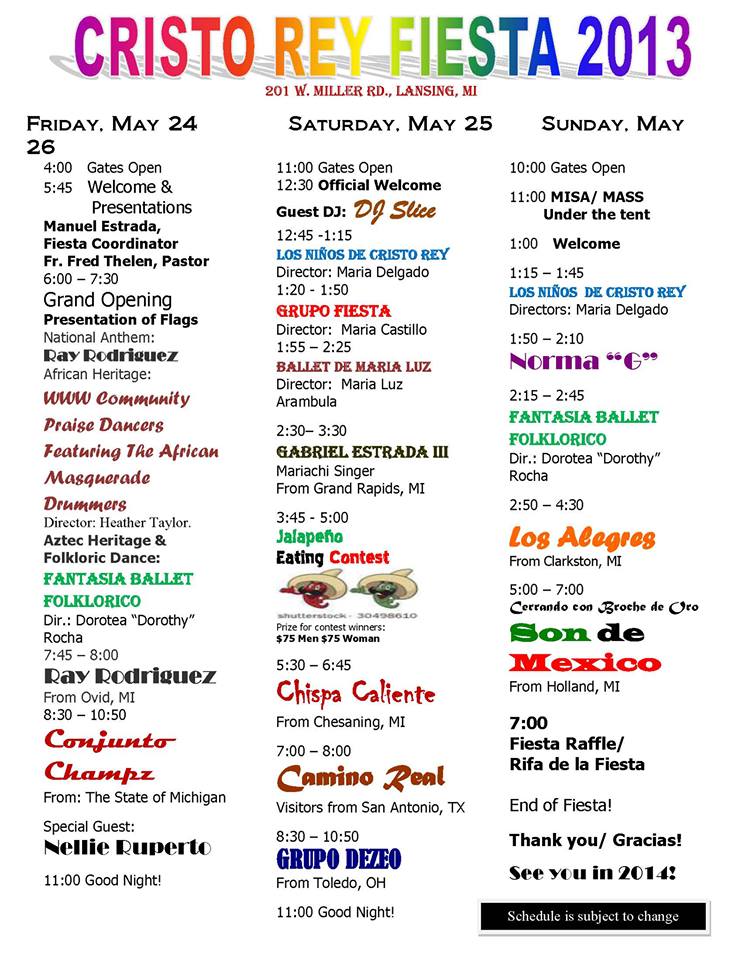 Fiesta Schedule